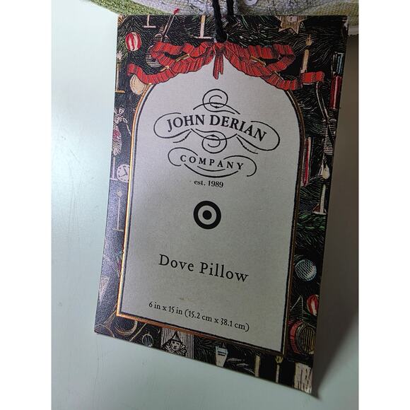 NEW John Derian Dove Sparkling Beaded Target 15"x 8" Plush Pillow NWT - Picture 8 of 10